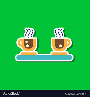 Paper sticker on stylish background coffee cups vector image