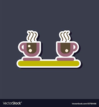 Paper sticker on stylish background coffee cups vector image