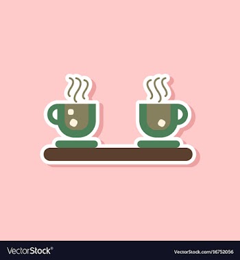 Paper sticker on stylish background coffee cups vector image