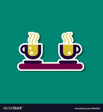 Paper sticker on stylish background coffee cups vector image
