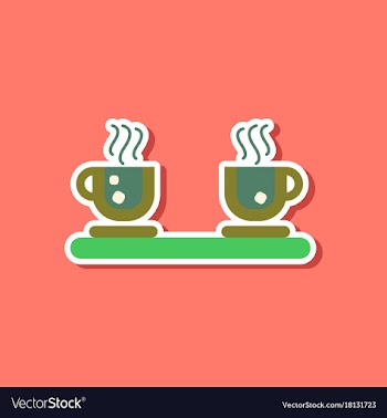 Paper sticker on stylish background coffee cups vector image