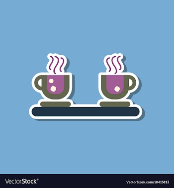 Paper sticker on stylish background coffee cups vector image