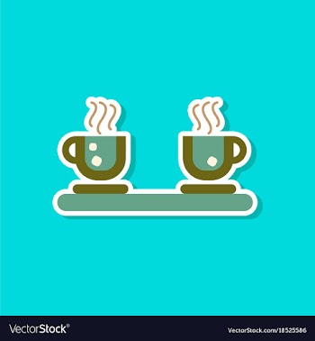Paper sticker on stylish background coffee cups vector image