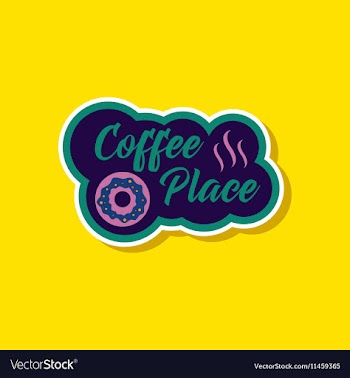 Paper sticker on stylish background coffee drink vector image