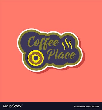 Paper sticker on stylish background coffee drink vector image