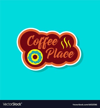 Paper sticker on stylish background coffee drink vector image