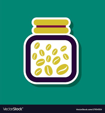 Paper sticker on stylish background coffee jar of vector image