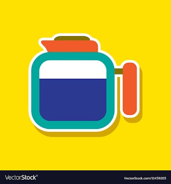 Paper sticker on stylish background coffee kettle vector image