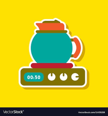 Paper sticker on stylish background coffee kettle vector image