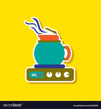 Paper sticker on stylish background coffee kettle vector image