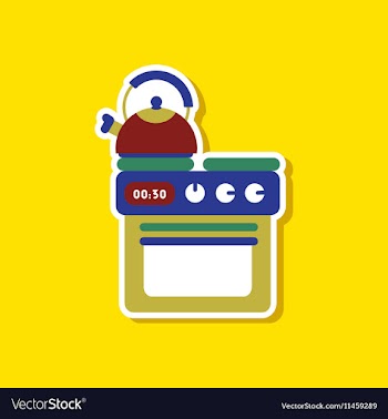 Paper sticker on stylish background coffee kettle vector image