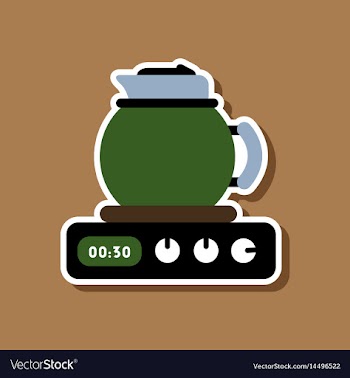 Paper sticker on stylish background coffee kettle vector image