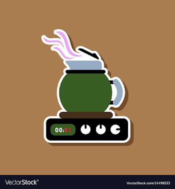 Paper sticker on stylish background coffee kettle vector image