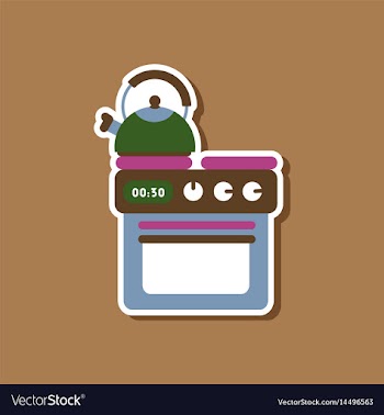 Paper sticker on stylish background coffee kettle vector image