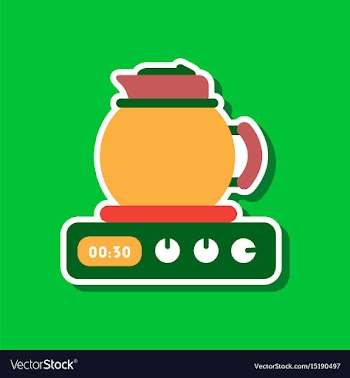 Paper sticker on stylish background coffee kettle vector image