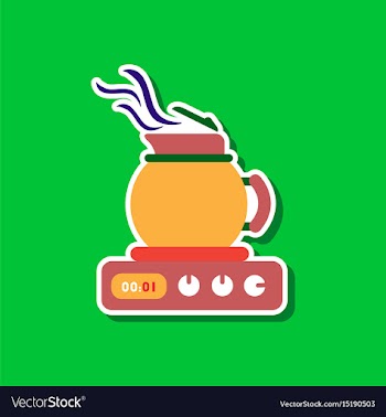 Paper sticker on stylish background coffee kettle vector image