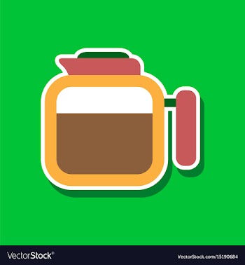 Paper sticker on stylish background coffee kettle vector image