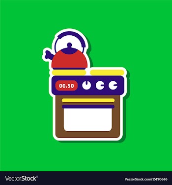 Paper sticker on stylish background coffee kettle vector image