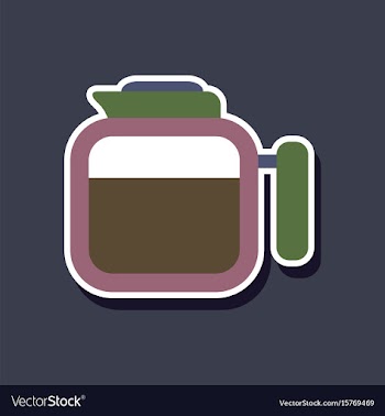 Paper sticker on stylish background coffee kettle vector image