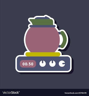 Paper sticker on stylish background coffee kettle vector image