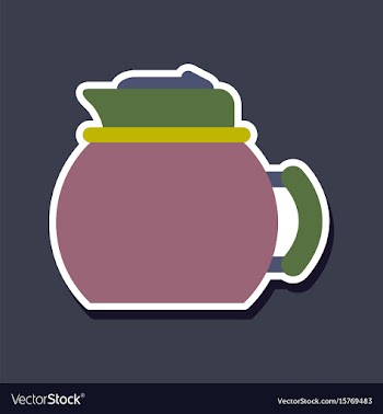 Paper sticker on stylish background coffee kettle vector image