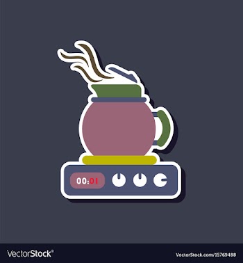 Paper sticker on stylish background coffee kettle vector image