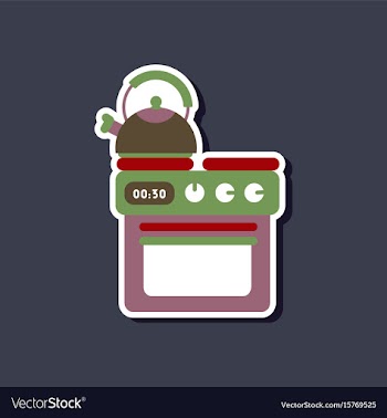 Paper sticker on stylish background coffee kettle vector image