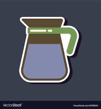Paper sticker on stylish background coffee kettle vector image