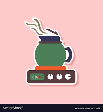 Paper sticker on stylish background coffee kettle vector image