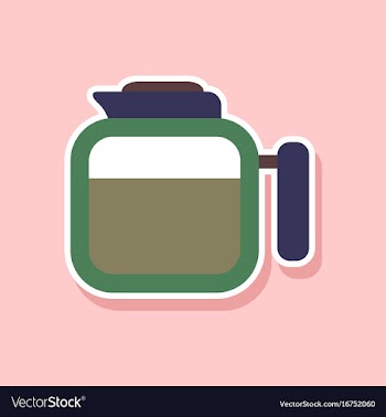 Paper sticker on stylish background coffee kettle vector image