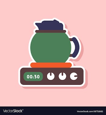 Paper sticker on stylish background coffee kettle vector image