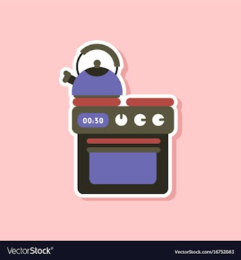 Paper sticker on stylish background coffee kettle vector image