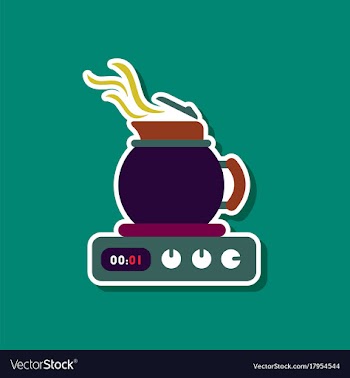 Paper sticker on stylish background coffee kettle vector image