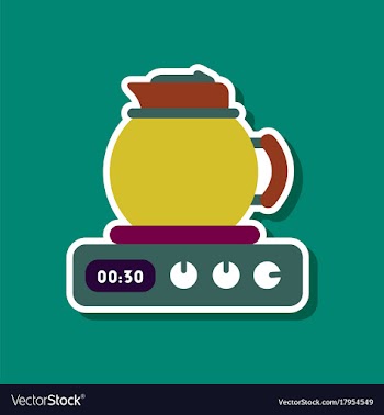 Paper sticker on stylish background coffee kettle vector image