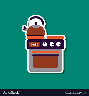 Paper sticker on stylish background coffee kettle vector image