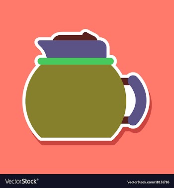 Paper sticker on stylish background coffee kettle vector image