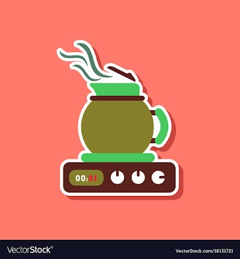 Paper sticker on stylish background coffee kettle vector image