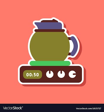 Paper sticker on stylish background coffee kettle vector image
