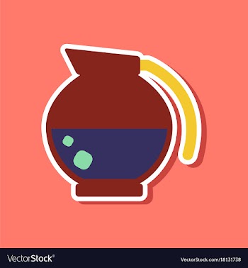Paper sticker on stylish background coffee kettle vector image