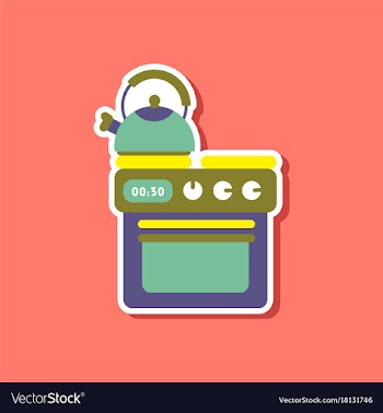 Paper sticker on stylish background coffee kettle vector image