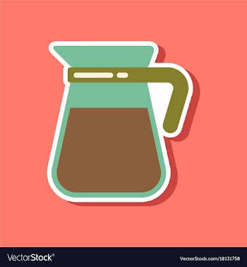 Paper sticker on stylish background coffee kettle vector image