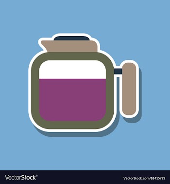 Paper sticker on stylish background coffee kettle vector image