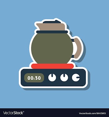Paper sticker on stylish background coffee kettle vector image
