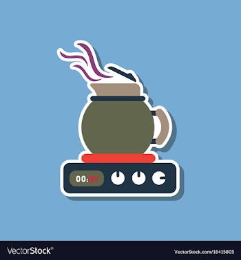 Paper sticker on stylish background coffee kettle vector image