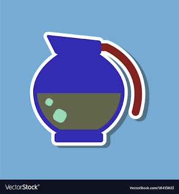 Paper sticker on stylish background coffee kettle vector image