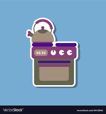 Paper sticker on stylish background coffee kettle vector image