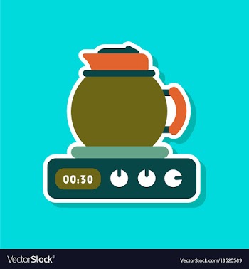 Paper sticker on stylish background coffee kettle vector image