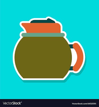Paper sticker on stylish background coffee kettle vector image