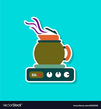 Paper sticker on stylish background coffee kettle vector image