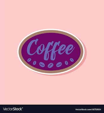 Paper sticker on stylish background coffee logo vector image